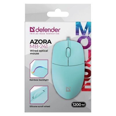 3. DEFENDER MYSZ PRZEWODOWA AZORA MB-241 OPTYCZNA 1200DPI 3P MIĘTOWA 52243