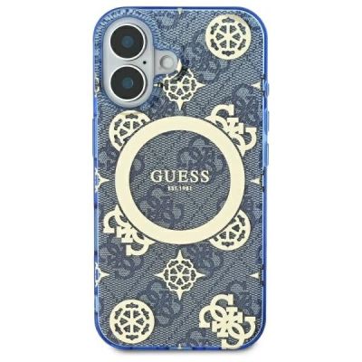3. Etui Guess IML Peony On 4G Background MagSafe na iPhone 16 - niebieskie