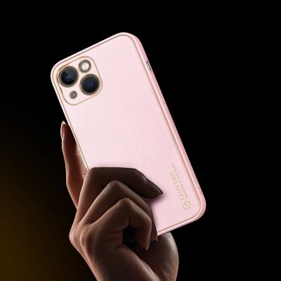 9. Dux Ducis Yolo etui iPhone 14 Plus elegancki pokrowiec ze skóry ekologicznej różowy