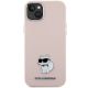 3. Etui Karl Lagerfeld Silicone Choupette Metal Pin na iPhone 15 Plus / 14 Plus - różowe