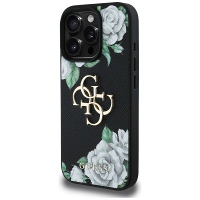 2. Etui Guess Grained Roses Big 4G logo na iPhone 16 Pro Max - czarne