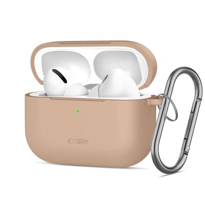 Etui Tech-Protect Silicone Hook na AirPods Pro - beżowe