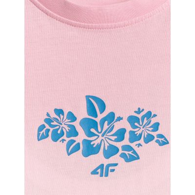 5. T-shirt loose z nadrukiem dziewczęcy 4F 4FJRSS26TTSHF4186-91A