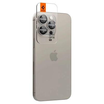 2. Osłona aparatu Spigen Optik.tR EZ Fit Camera Protector na iPhone 14 Pro / Pro Max / 15 Pro / Pro Max - tytan naturalny 2 szt.