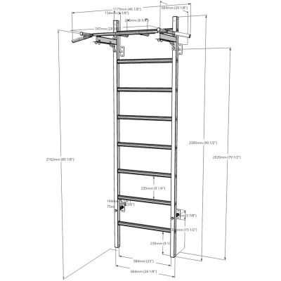 14. DRABINKA GIMNASTYCZNA DREWNIANO METALOWA Z DRĄŻKIEM BENCHK 221B