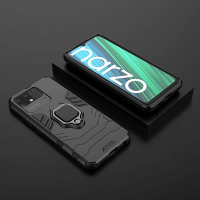 14. Ring Armor pancerne hybrydowe etui pokrowiec + magnetyczny uchwyt Realme Narzo 50A czarny
