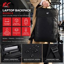 NANORS PLECAK NA LAPTOPA NANORS, 15,6", CZARNY, 42X28,5X14 , WODOODPORNY RS204 B RS204 B
