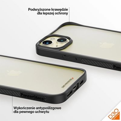 4. Etui PanzerGlass ClearCase na iPhone 15 Plus / 14 Plus z certyfikatem Military Grade - przezroczysto-czarne
