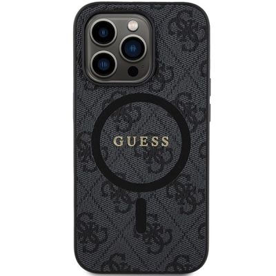3. Etui Guess 4G Collection Leather Metal Logo MagSafe na iPhone 14 Pro Max - czarne