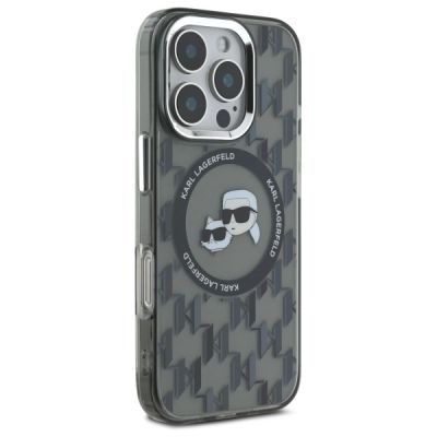 4. Etui Karl Lagerfeld IML Monogram Karl & Choupette Head MagSafe na iPhone 16 Pro - czarne