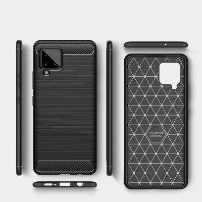 2. Carbon Case elastyczne etui pokrowiec Samsung Galaxy A42 5G niebieski