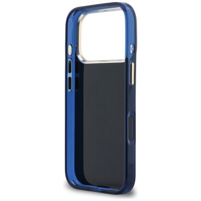 7. Etui Guess IML 4G Script Metal na iPhone 17 Pro - niebieskie