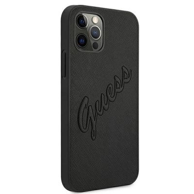 4. Etui Guess Saffiano Vintage Script na iPhone 12 Pro Max 6,7" - czarne