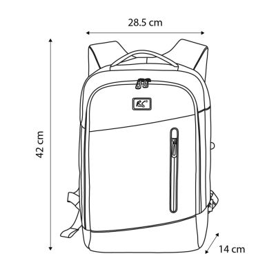 3. NANORS PLECAK NA LAPTOPA NANORS, 15,6", CZARNY, 42X28,5X14 , WODOODPORNY RS204 B RS204 B