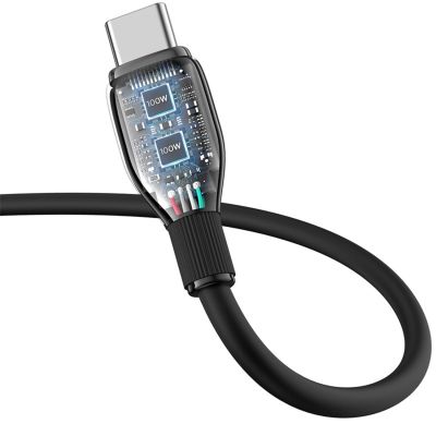4. Kabel Baseus Pudding Series USB-C - USB-C 100W 1,2m - czarny