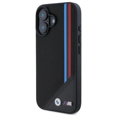 2. Etui BMW M Meshed Tricolor Stripes MagSafe na iPhone 16 - czarne