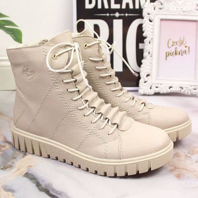 15. Trzewiki na platformie ocieplane Rieker W RKR279C beżowe