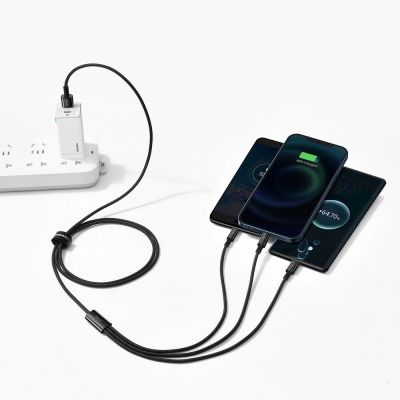 7. Baseus Tungsten 3w1 kabel USB - USB Typ C / Lightning / micro USB 3,5 A 1,5 m czarny (CAMLTWJ-01)