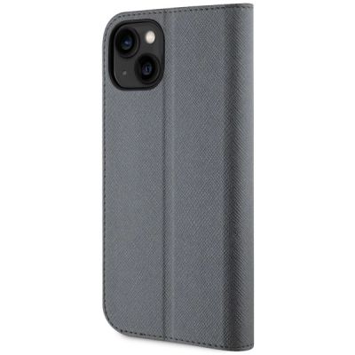 2. Etui Karl Lagerfeld Saffiano Karl&Choupette na iPhone 14 - srebrne