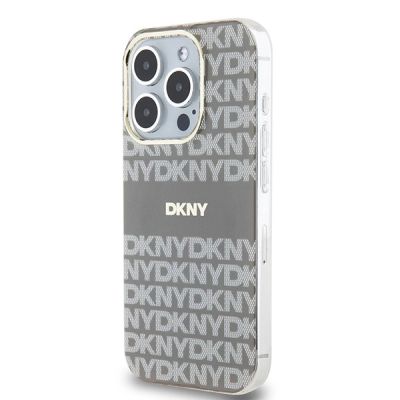 2. Etui DKNY IML Mono & Stripe MagSafe na iPhone 15 Pro - beżowe
