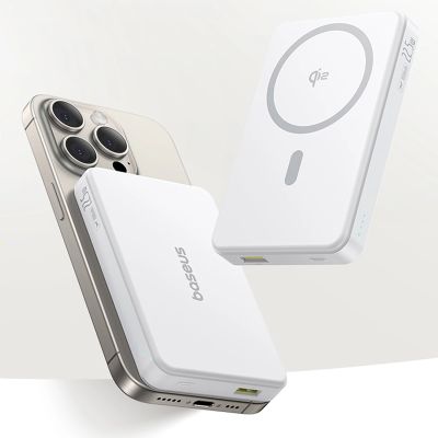 2. Powerbank Baseus Airpow II 10000mAh Qi2 z MagSafe 22,5W z kablem Baseus Simple Series USB-C - USB-C 20V/3A (30cm) - biały