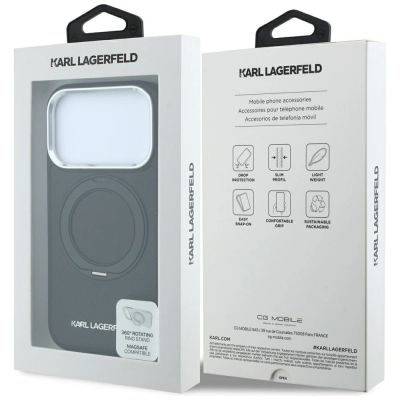 8. Etui Karl Lagerfeld Ring Stand 360 Saffiano Classic Logo MagSafe na iPhone 18 Pro / 17 Pro - czarne