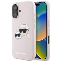 Etui Karl Lagerfeld Silicone nauble Heads Print MagSafe na iPhone 16 - różowe