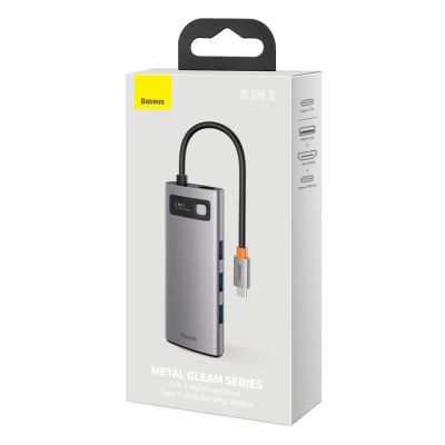 5. Baseus Metal Gleam 5w1 wielofunkcyjny HUB USB Typ C - USB Typ C Power Delivery 100 W / HDMI 4K 30 Hz / 3x USB 3.2 Gen 1 Szary (CAHUB-CX0G)
