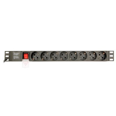 6. GEMBIRD LISTWA ZASILAJĄCA RACK 19" PDU EG-PDU-014-C14 1U, 10A, 8X SCHUKO, WTYK C14, KABEL 3M
