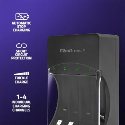 2. QOLTEC ŁADOWARKA DO AKUMULATORKÓW NI-MH TYPU R03/AAA R06/AA | 300MA
