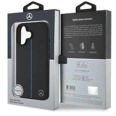 8. Etui Mercedes MB Blue Line Leather MagSafe na iPhone 16 - czarne