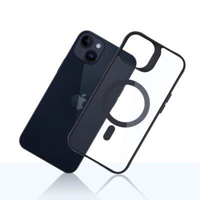 14. Etui 3mk Satin Armor MagCase z MagSafe na iPhone 14 Plus - przezroczyste z czarną ramką