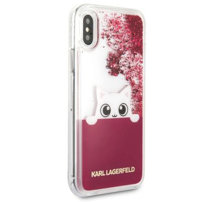 5. Etui Karl Lagerfeld Liquid Glitter na iPhone X - różowe