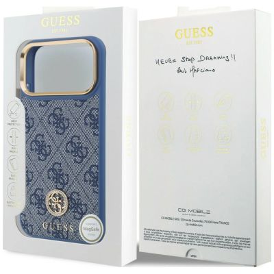 8. Etui Guess 4G Strass Logo MagSafe na iPhone 18 Pro Max / 17 Pro Max - niebieskie