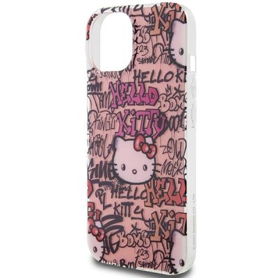 6. Etui Hello Kitty IML Tags Graffiti na iPhone 15 - różowe