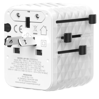5. SAVIO UNIWERSALNY ADAPTER PODRÓŻNY 20W AP-08