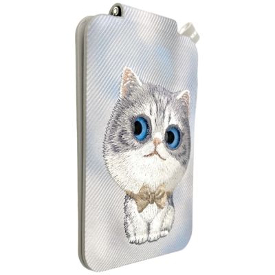 6. Portfel Magnetyczny Nimmy New Big-Eye Cute Pets 2.0 Cat ze stojakiem na telefon - szary