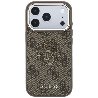 3. Etui Guess 4G & Big Resin Logo na iPhone 17 Pro / 18 Pro - brązowe