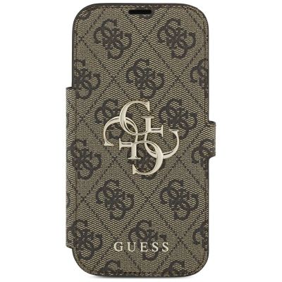 3. Etui Guess Book 4G Metal Logo na iPhone 18 Pro / 17 Pro - brązowe