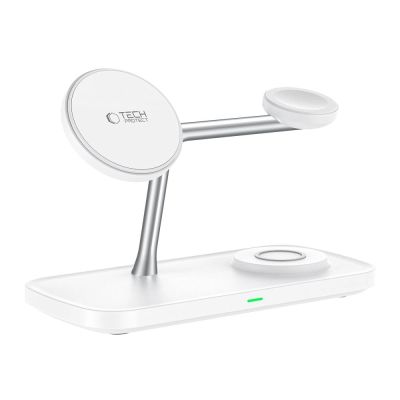 3. Ładowarka bezprzewodowa Tech-Protect QI15W-A45 3w1 z MagSafe do urządzeń Apple - biała