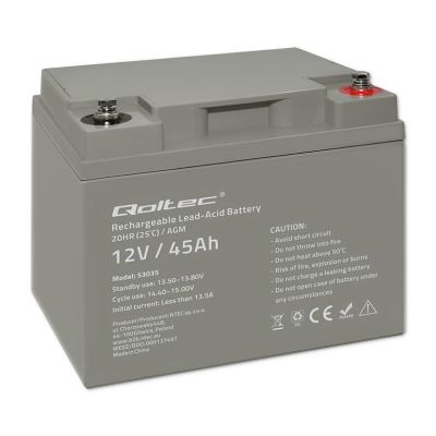 Qoltec Akumulator AGM  | 12V | 45Ah | max 540A