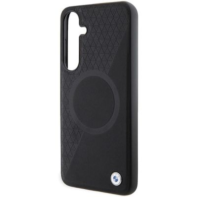 6. Etui BMW Signature Leather Half Textured & Circle MagSafe na Samsung Galaxy S24+ - czarne