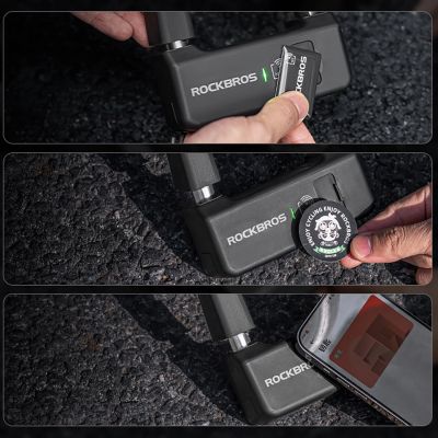 12. Zapięcie rowerowe Rockbros RBNS1 SMART z czytnikiem NFC - czarne