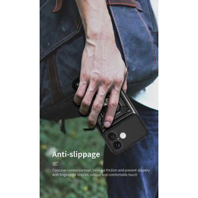 10. Etui Hybrid Armor Camshield na iPhone 17 pancerne z podstawką i osłoną aparatu - czarne