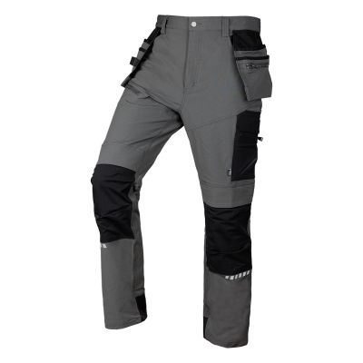 Spodnie robocze Mix&Match, 4 way stretch, z kaburami, Cordura, szaro-czarne, rozmiar L