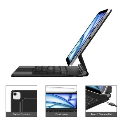 8. Etui Tech-Protect Smartcase Magnetic z klawiaturą na iPad Air 10.9” 2020 / 2022 / iPad Air 11” 2024 / 2025 - czarne