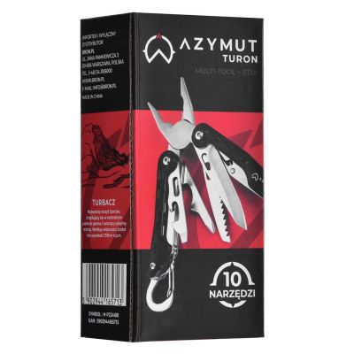 10. Multitool AZYMUT Turon - 10 narzędzi + karabińczyk +kabura do pasa (H-P224108)
