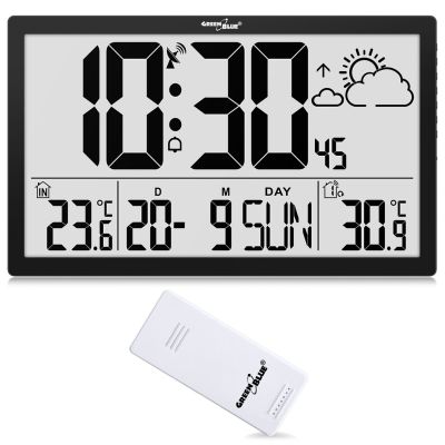 33. GREENBLUE ZEGAR ŚCIENNY LCD BARDZO DUŻY, TEMPERATURA, DATA GB218