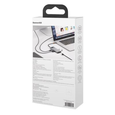 6. HUB Baseus Metal Gleam 6w1 USB-C - USB-C PD 100W 1x HDMI 4K 30Hz 3x USB-A 3.2 1x RJ45 - szary