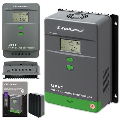 8. Qoltec Solarny regulator ładowania MPPT z czujnikiem temperatury 80A |12V / 24V / 36V / 48V | LCD | Bluetooth | APP | GEL | LiFePO4